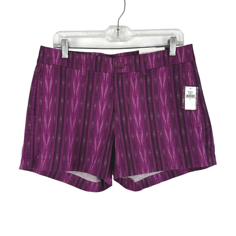 Khakis by‎ GAP Shorts Women's Size 8 Striped Purple Black 4" Inseam Classic Fit